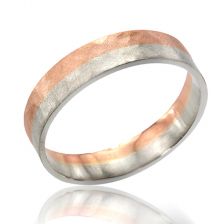 Men's Hammered Two-Tone Gold Wedding Band