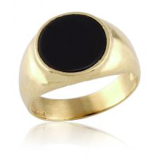 Round Onyx Gem Cocktail Ring in Yellow Gold 
