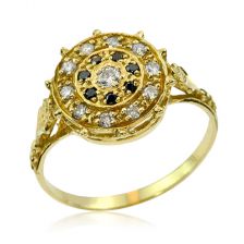 Yellow Gold Art Nouveau Black Diamond Ring