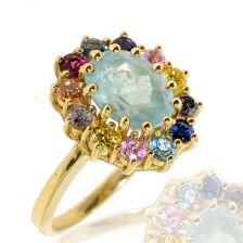 Victorian Style Colorful Halo Ring