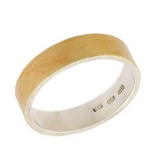 Men's Gold Band with Silver Inlay 