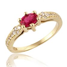 Antique Ruby Glittering Yellow Gold Ring