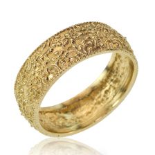 Yellow Gold Wide Vintage Floral Wedding Band