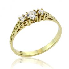Mid-Century Trio Diamond Engagement Ring 