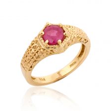 Baroque Inspired Ruby Ring Yellow Gold