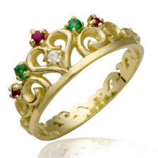 Victorian style yellow gold crown ring