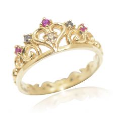 Royal Gemstone Crown Ring