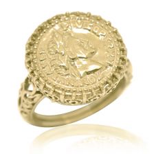 Openwork Yellow Gold Coin Ring