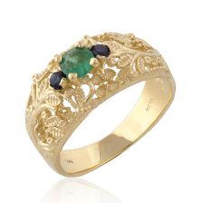  Gold Filigree Emerald Ring