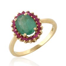 Victorian Style Floating Halo Emerald Ring