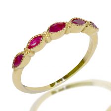 Half Eternity Marquise Ruby Ring in Yellow Gold 