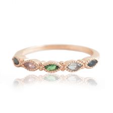 Half Eternity Marquise Gemstone Ring