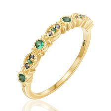 Emerald and Black Diamond Edwardian Half Eternity Ring