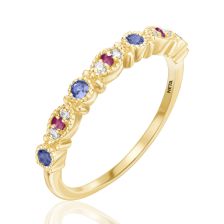 Edwardian Gemstone Half Eternity Ring