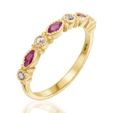 Edwardian Eternity Ring with Rough Diamonds and Ruby