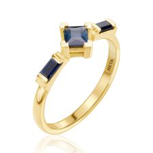 Princess and baguette Cut Sapphire Ring
