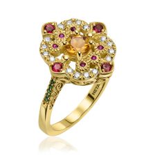 Inspired by Salivan Antique Style Citrine and Ruby Cocktail Ring 