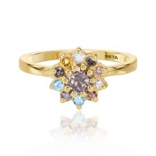 Flowery mixed Gemstones Ring
