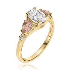 "Luna" Gold Ring with Oval Diamond and Morganite Accents