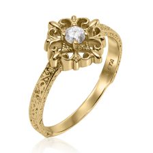 "Malchut" Gold Ring with Raw Diamond in a Sculptural Setting
