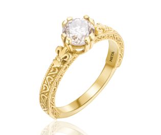Louis Fleur De Lis Engagement Ring