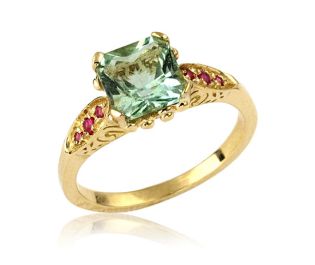 Art Deco Beryl Engagement Ring Yellow Gold