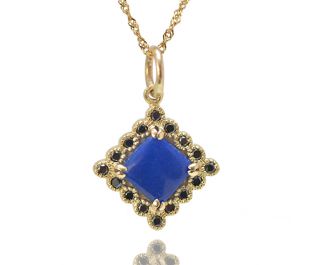 Square Lapis Lazuli & Diamond Blue Medallion