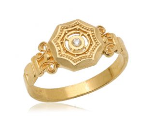 Octagon Diamond Signet Ring