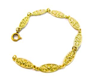 Art Nouveau 14k Gold Oval Filigree Bracelet