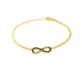 Custom Black Diamond Infinity Gold Bracelet