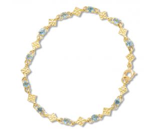 Antique Chain Ornamental Blue Topaz Bracelet
