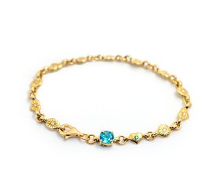 Vintage Style Blue Topaz Link Bracelet 