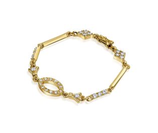 Antique Style Bracelet set with Lab Diamonds