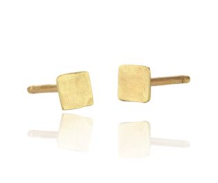 Delicate Square Hammered Stud Earrings