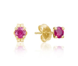 Elegant Gold Ruby Stud Earrings