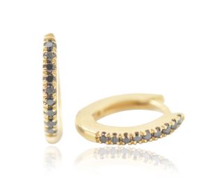 Pave Rough Diamond Hinged Hoops Yellow Gold 