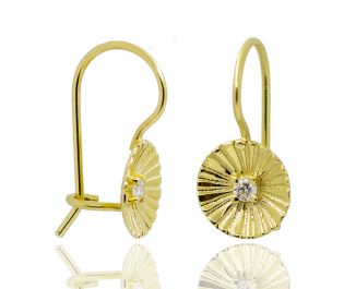 Solid Gold Circular Textured Hanging Earrings