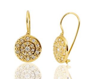 Carmen Diamond Disc Gold Earrings 14k Gold