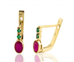 Fine Gemstone Ruby Earrings  14k Yellow Gold