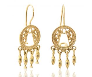 Gold Filigree Dangle Earrings 