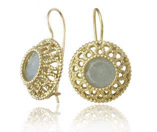 Yellow gold and Aquamarine earrings 