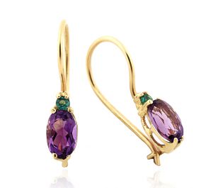 Enchanting Amethyst and Emerald Earrings