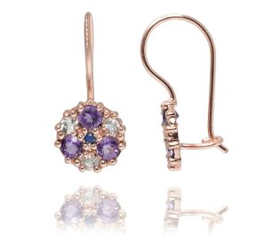 Flower Inspired Multiple Stones Rose Gold Earrings