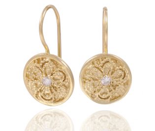  Vintage Style Diamond Engraved Drop Earrings