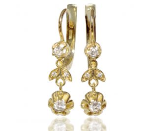Yellow Gold Antique Style Earrings 
