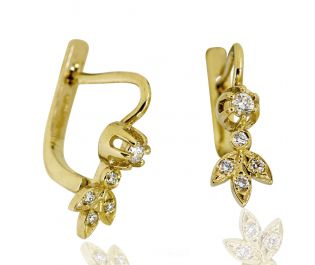 Sparkling Antique Style Diamond Earrings 14k Yellow Gold