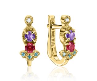  Antique Design Black Diamond Gold Earrings 