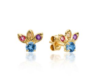 Inspired by Nimrodel Delicate Colorful Crown Stud Earrings