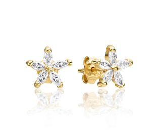 Yellow Gold Bright Star Diamond Earrings 