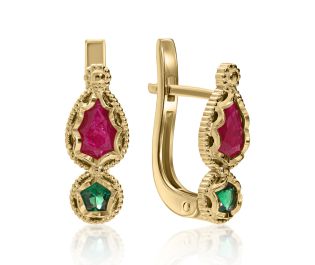 "Luz" Ruby and Emerald Earrings
